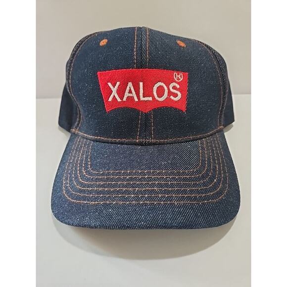 Xalos Hat Denim Logo Blue Jeans Classic SnapBack Baseball Cap Hat - Picture 1 of 6